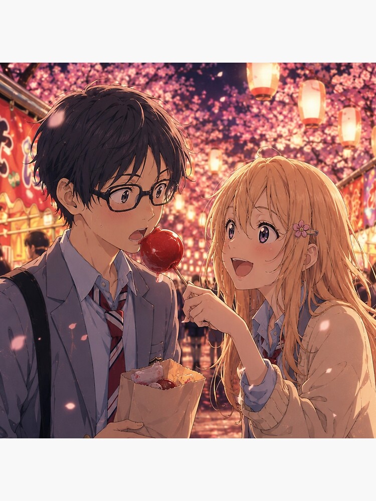 Your Lie In April Couple Throw Pillow - Image 2