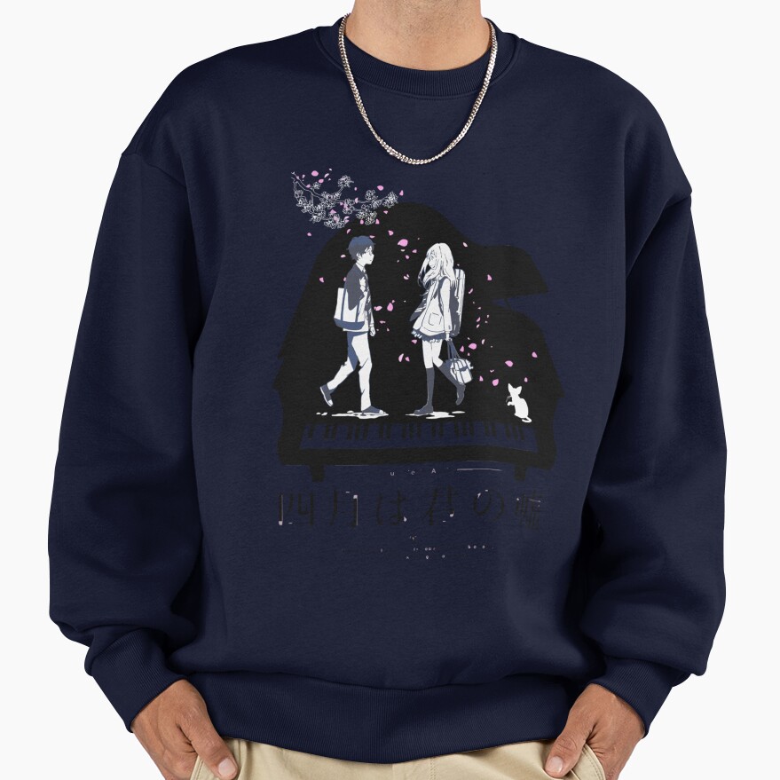 Your Lie In April Black And White Sweatshirt - Image 5