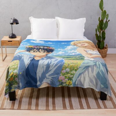 Your Lie In April Funny Couple Throw Blanket