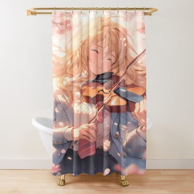 Your Lie April Anime  Violin Melody Shower Curtain